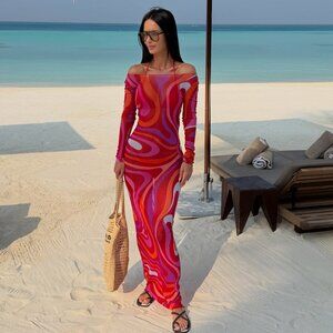 Pucci Marmo semi-sheer maxi dress